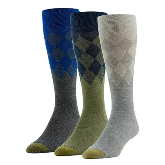Gold Toe Men Partial Argyle Socks 3 Pk Multi Size 6-12.5 - Picture 1 of 1